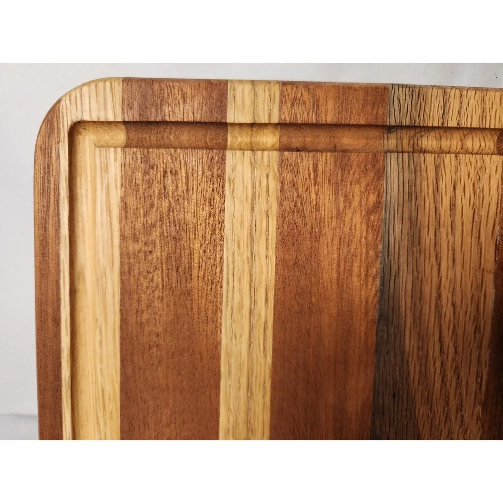 Thick‎ Wood Cutting Board 12x8x1.5 Handcrafted Striped Charcuterie Juice Groove